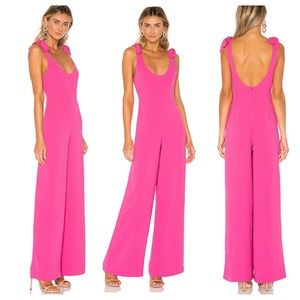 NBD Clover Jumpsuit Pink Tie Shoulders Party